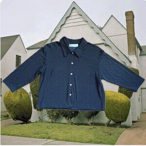 Valerie Stevens gray button down collared blouse M